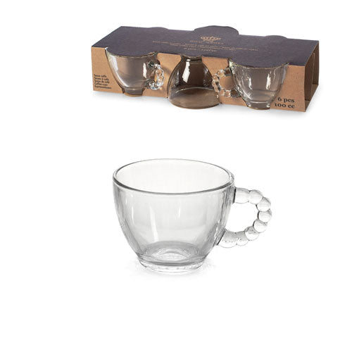 TAZZINE DA CAFFÈ 6 PZ "PEARLS AUREA" VETRO TRASPARENTE 100 CC 3358909 ROYAL NORFOLK