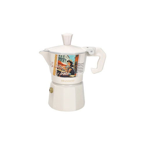 CAFFETTIERA 1 TZ "DOLCE VITA" AVORIO ALLUMINIO 51816 BRANDANI