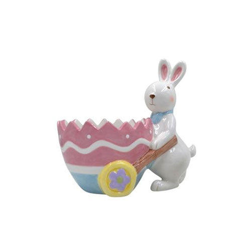CARRETTINO CONIGLIO CERAMICA 18 X 18 CM B507 S.I. PAR