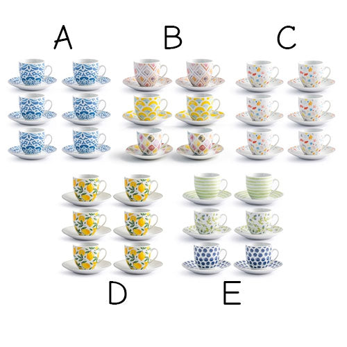 TAZZINE CAFFE' 6 PZ "SURREAL SPRING" 90 CC CON PIATTINO 9890200 ROYAL NORFOLK