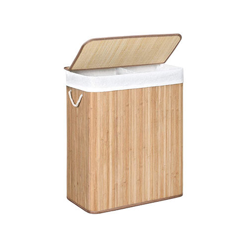 PORTABIANCHERIA 2 SCOMPARTI PIEGHEVOLE 52 LEGNO BAMBOO NATURALE 0046280 #cat