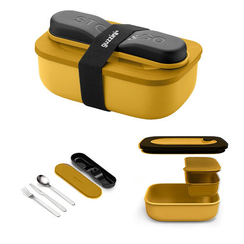 LUNCH BOX CON POSATE STORE&GO "ON THE GO" MANGO YELLOW 171102236 GUZZINI