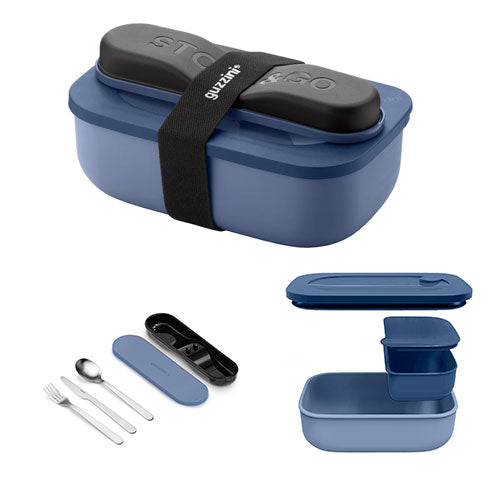 LUNCH BOX CON POSATE STORE&GO "ON THE GO" SAPPHIRE BLUE 171155173 GUZZINI