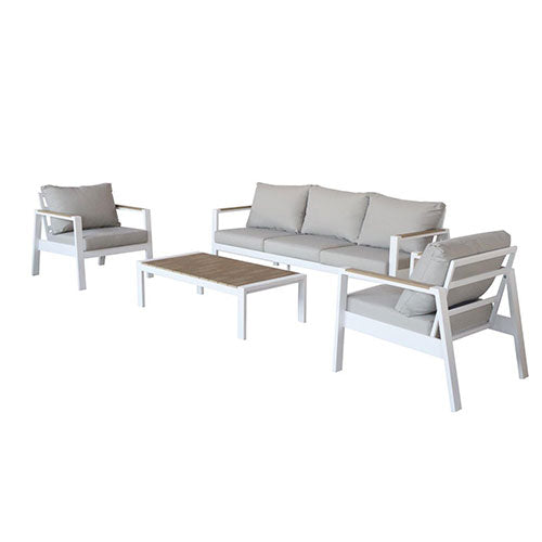 SET GIARDINO "SANTORINI" 5 POSTI BIANCO #cat