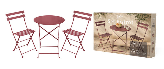 TAVOLO BISTROT CON 2 SEDIE CM60X71 ROSSO MATTONE 214901 #CAT