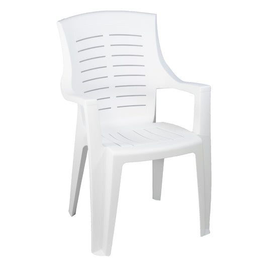 SEDIA RESINA MONOBLOCCO TALIA BIANCA CON BRACCIOLI IMPILABILE 214224 #CAT