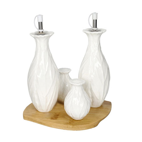 MENAGE CON VASSOIETTO FOGLIA VEGAN "PORCELLANA BAMBOO" 51878 BRANDANI
