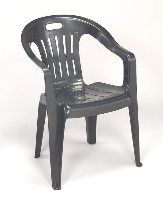 SEDIA RESINA MONOBLOCCO TALIA ANTRACITE CON BRACCIOLI IMPILABILE 205091 #CAT