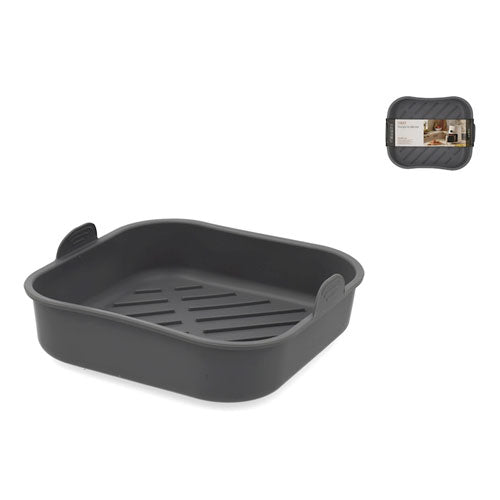 CONTENITORE SILICONE 20 CM QUADRATO PER FRIGGITRICE AD ARIA GRIGIO H&H