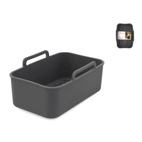 CONTENITORE SILICONE 23 X 14 CM RETTANGOLARE PER FRIGGITRICE AD ARIA GRIGIO H&H