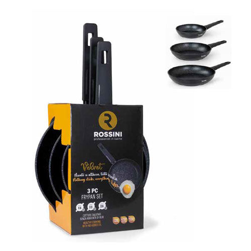 SET 3 PADELLE 18-22-26 FORGIATE 2,5MM INDUZIONE INT NERO PUNTINATO FLONAL