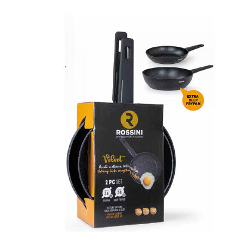 SET 2 PADELLE BASSA24+ALTA 28 FORGIATE 2,5MM INDUZIONE INT NERO PUNTINATO FLONAL