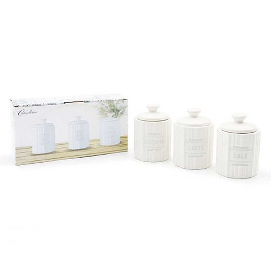 SET 3 BARATTOLI "CASA MILANO" IN CERAMICA C/CHIUSURA ERMETICA 500ML 9X9H12,5 157138