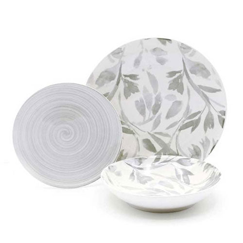 SERVIZIO PIATTI 18 PZ "FLOWER" GRIGIO 157053 CASA MILANO