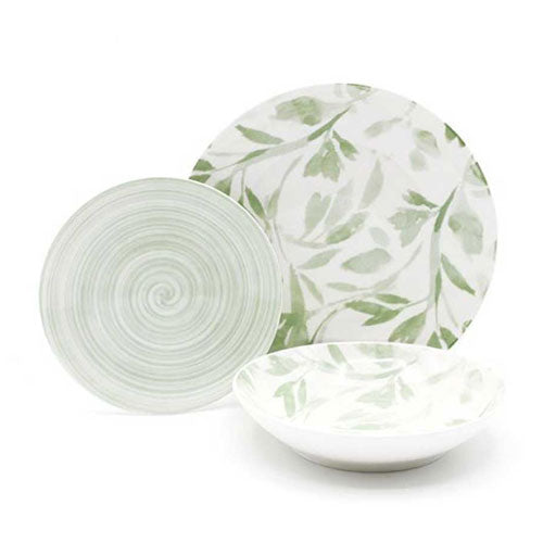 SERVIZIO PIATTI 18 PZ "FLOWER" VERDE 157039 CASA MILANO