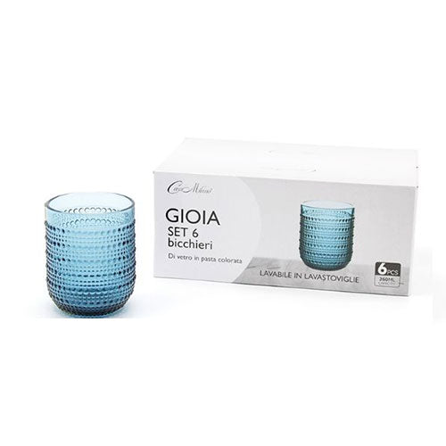 SET 6 TUMBLER GIOIA "CASA MILANO"  260ML AZZURRO 157824