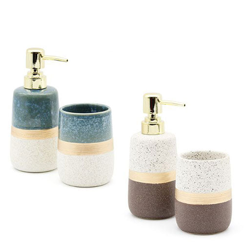 SET BAGNO 2PZ DISPENSER E BICCHIERE CERAMICA DORA 159217