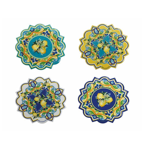 SET 4 PEZZI DECORATION SOTTOBICCHIERI CERAMICA/SUGHERO 52780 BRANDANI