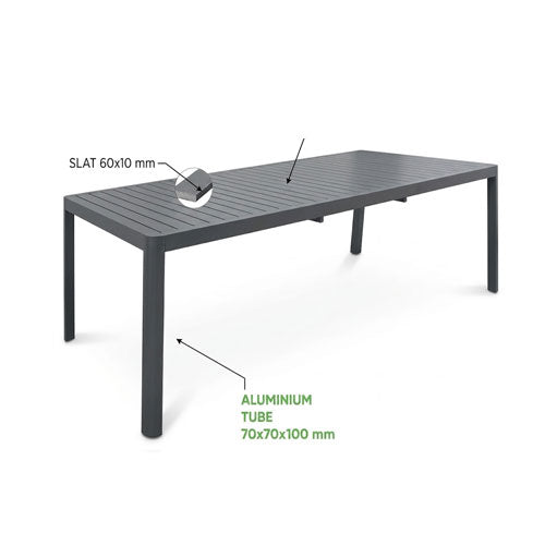 TAVOLO 'TELEX' ALLUNGABILE 230-300X100X75 ANTRACITE LA-080 #cat