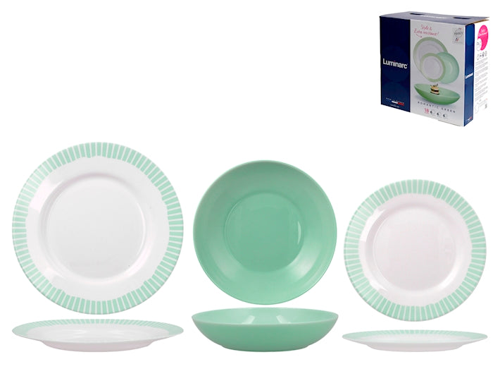 SERVIZIO PIATTI 18PZ ''ROMANTIC GREEN'' LUMINARC