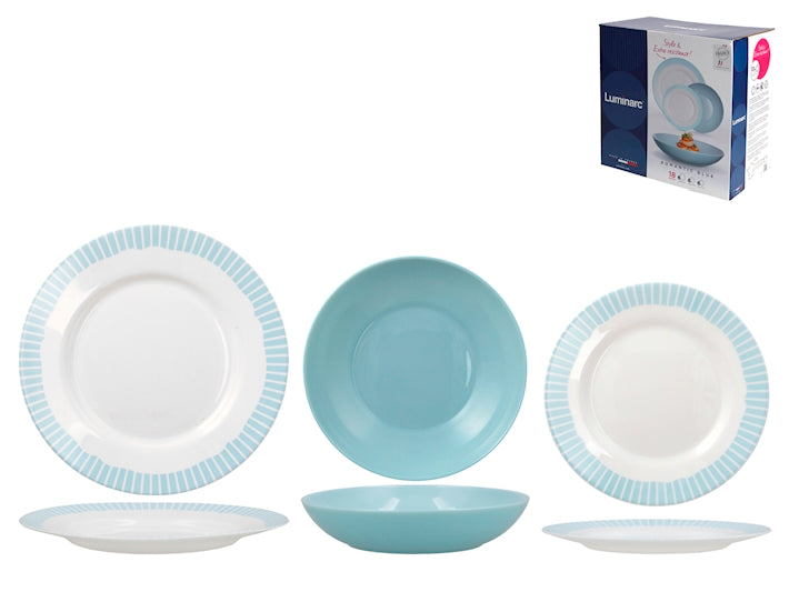 SERVIZIO PIATTI 18PZ ''ROMANTIC BLUE'' LUMINARC