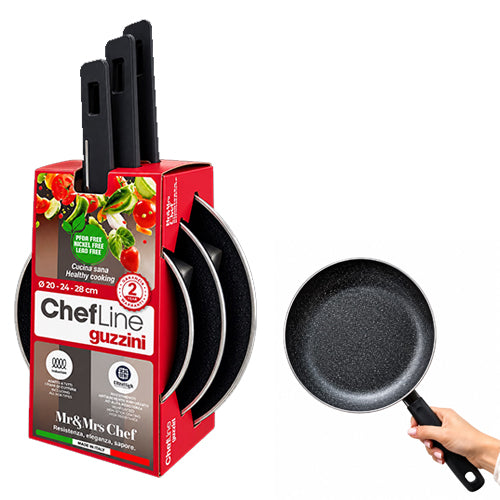 SET 3 PADELLE 20/24/28 STONE NERO MR&MRS CHEF 06757952