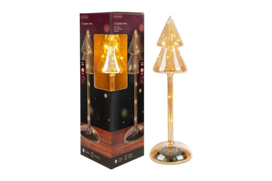 ALBERO NATALIZIO VETRO CON LUCI COL.AMBRA 9X29 9489887