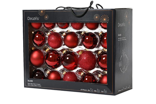 SET 42 PALLINE VETRO NATALE BORDEAUX ASS. DIAM.7 9149253