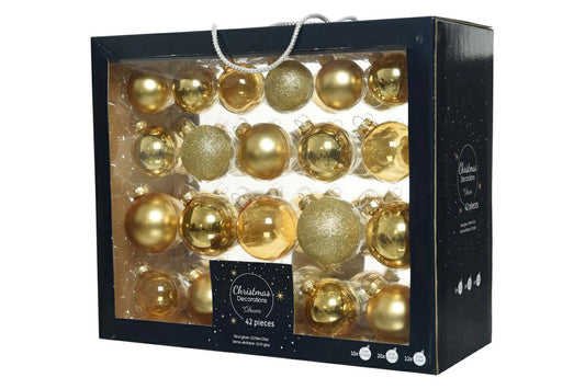 SET 42 PALLINE VETRO NATALE ORO ASS. DIAM.7 9149250