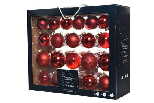 SET 42 PALLINE VETRO NATALE ROSSO ASS. DIAM.7 9149252
