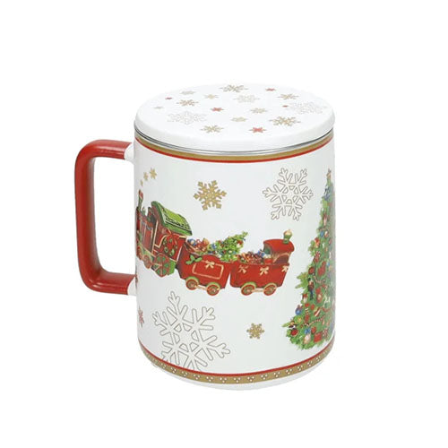 MUG CHRISTMAS BIANCO C/TAPPO E FILTRO NEW BONE INOX 89929