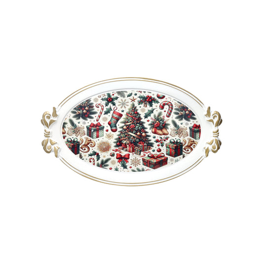VASSOIO CHRISTMAS BIANCO C/MANICI FIOCCO OVALE PP 81173