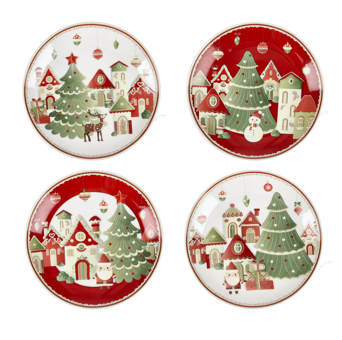 PIATTINO PANE&PASTRY VILLAGGIO IN FESTA SET 4 PZ PORCELLANA 80366
