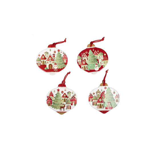 DECORATION VILLAGGIO IN FESTA SET 4 PZ 80401