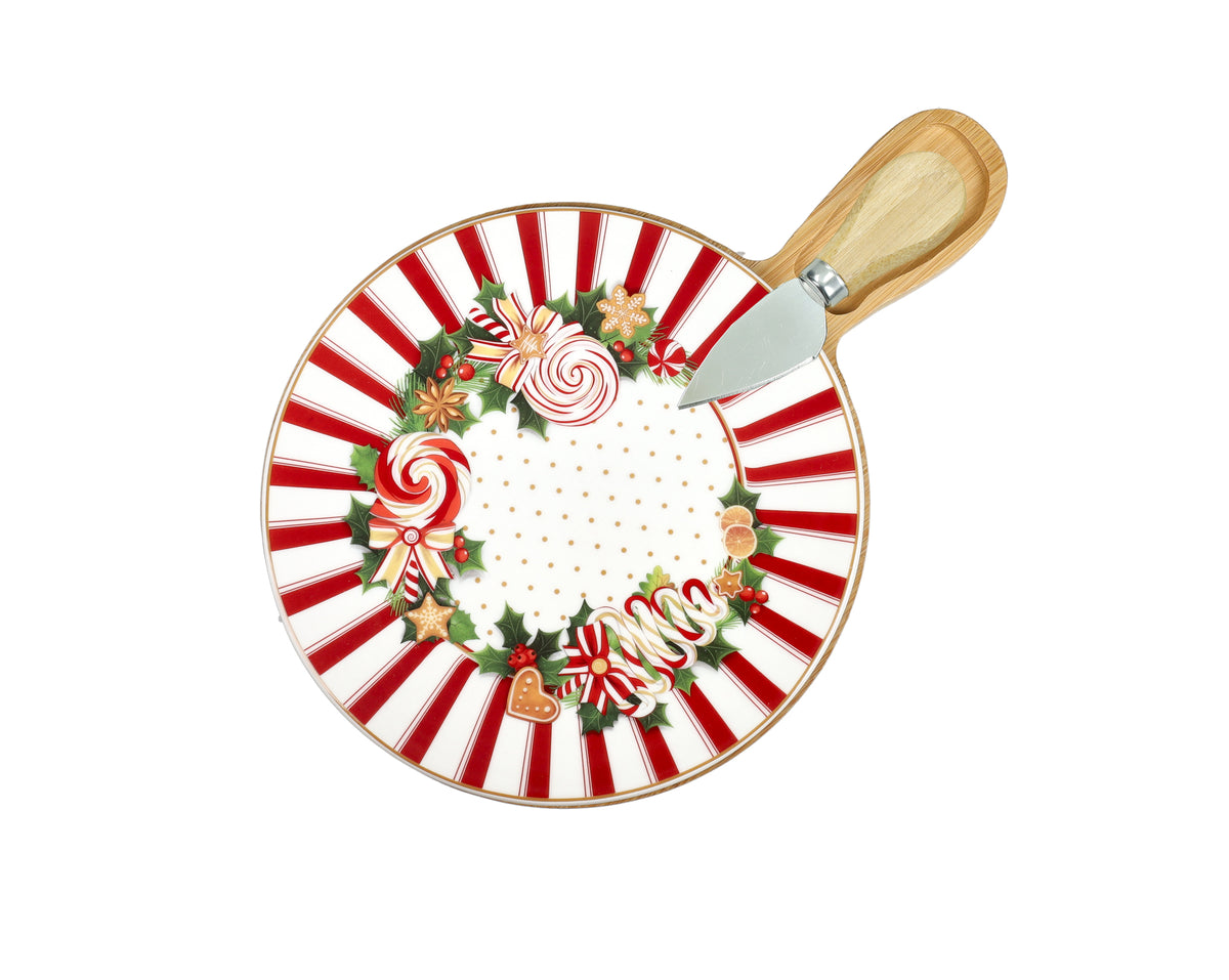 TAGLIERE LE CHICCHE PORCELLANA BAMBOO C/COL FORM INOX 80438