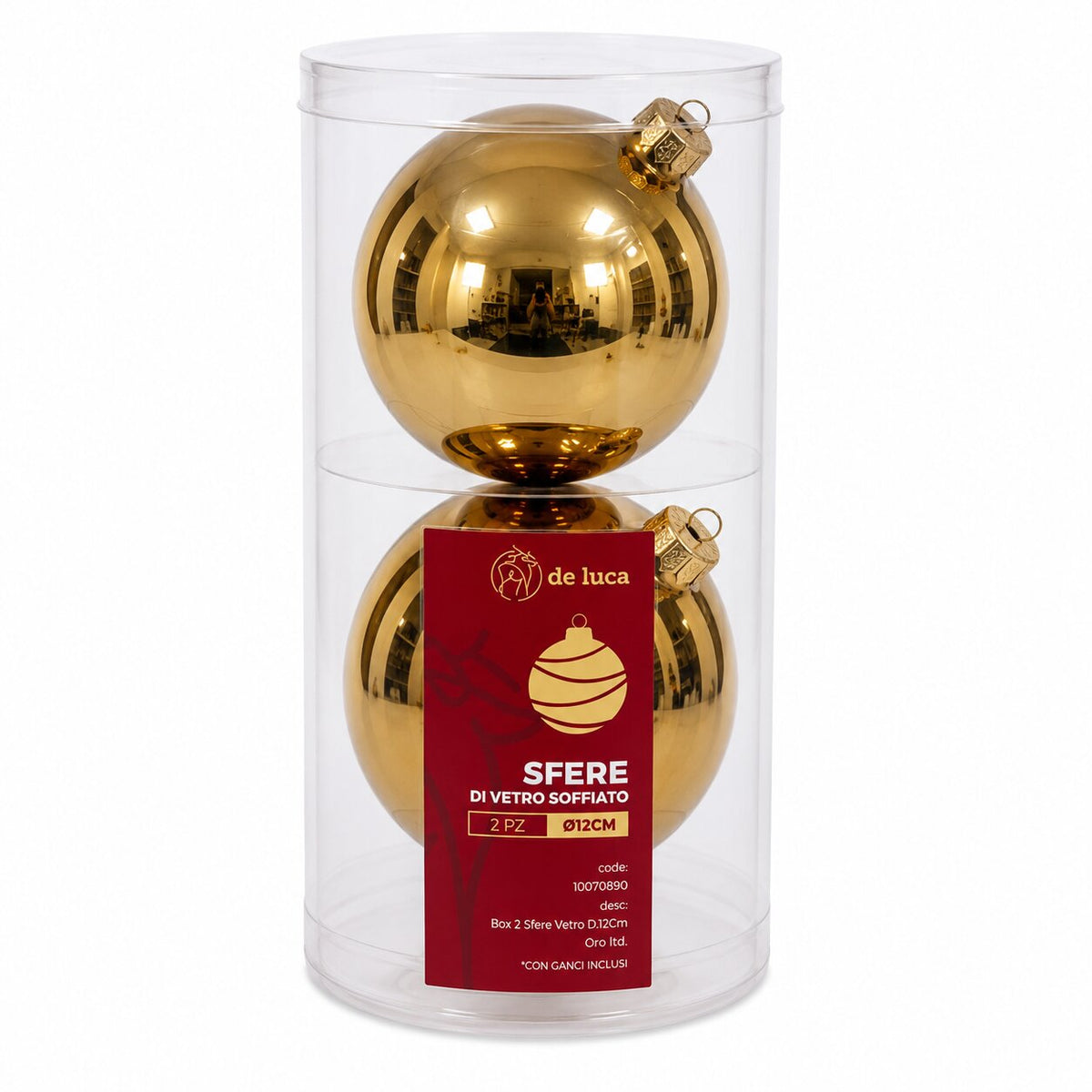 BOX 2 SFERE VETRO D.12CM ORO   10070891