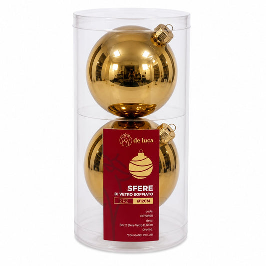 BOX 2 SFERE VETRO D.12CM ORO   10070891