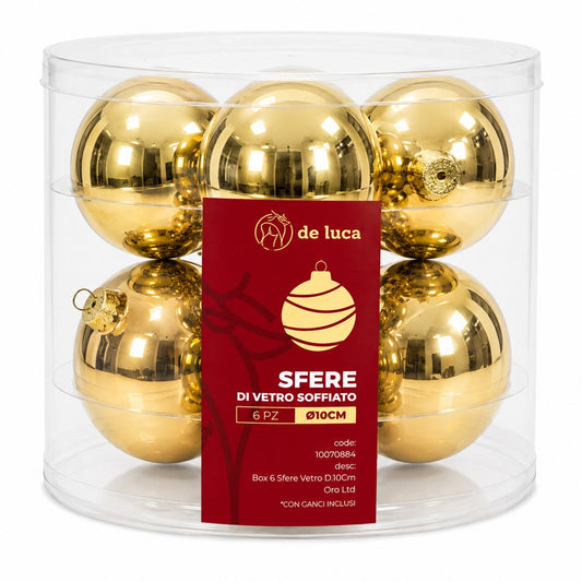 BOX 6 SFERE VETRO D.10CM ORO 10070884