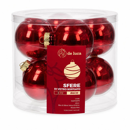 BOX 8 SFERE VETRO D.8CM ROSSO 10070875