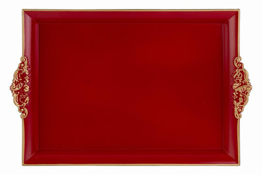 VASSOIO NATALIZIO MELAMINA ROSSO/ORO 40X26H3,5 38088