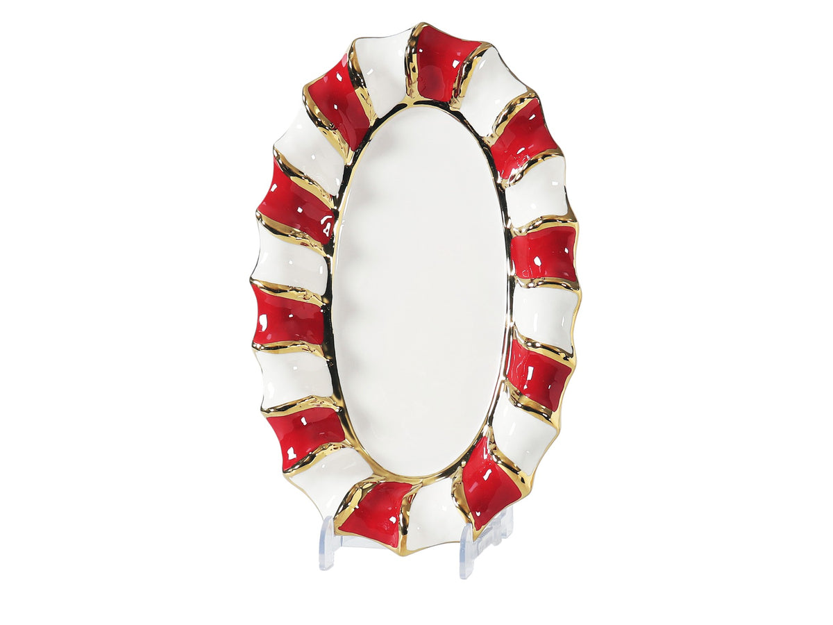 CENTRO TAVOLO ROSSO OVALE CM.35