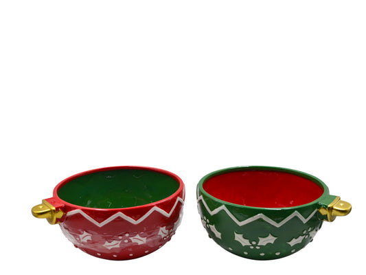 COPPA GRANDE CERAMICA ROSSO/VERDE CM.24X11