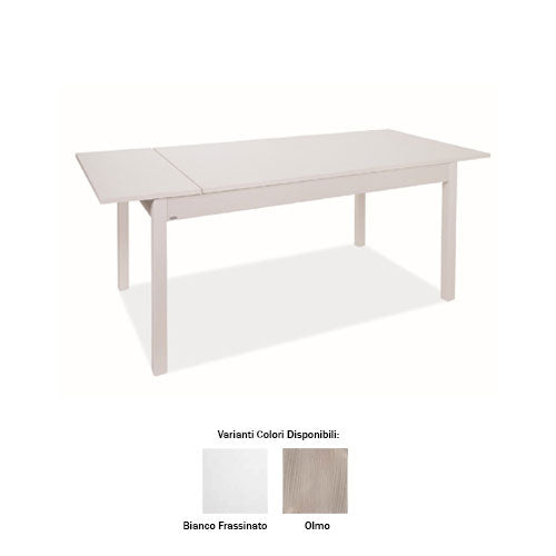 TAVOLO EMPOLI L 160 X P 90 CM CON 1 ALLUNGA BIANCO FRASSINATO LIN #cat
