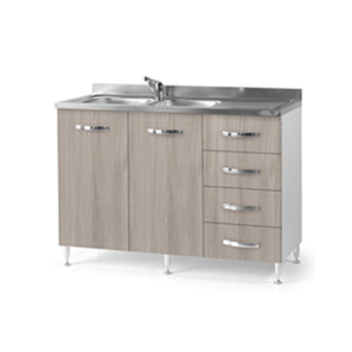 SOTTOLAVELLO "120" CON CASSETTI DESTRA BIANCO-OLMO LIN #cat