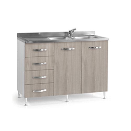 SOTTOLAVELLO "120" CON CASSETTI SINISTRA BIANCO-OLMO LIN #cat