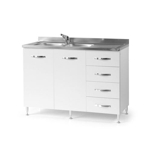 SOTTOLAVELLO "120" CON CASSETTI DESTRA BIANCO FRASSINATO LIN #cat