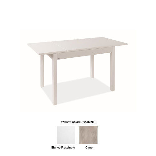 TAVOLO FIRENZE L 110 x P 70 CM CON 1 ALLUNGA BIANCO FRASSINATO LIN #cat
