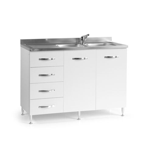 SOTTOLAVELLO "120" CON CASSETTI SINISTRA BIANCO FRASSINATO LIN #cat