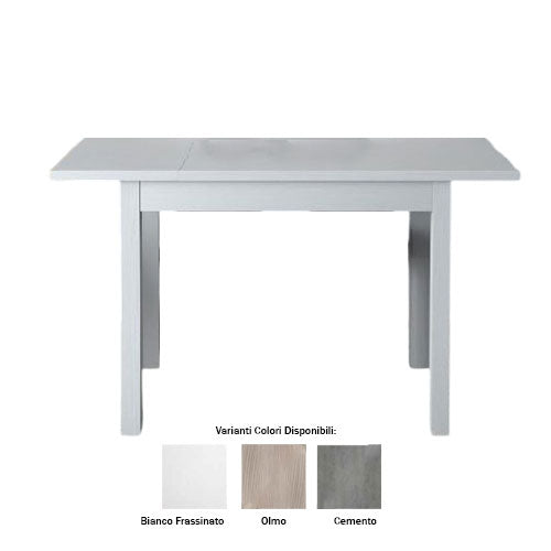 TAVOLO FIRENZE L 90 x P 60 CM CON 1 ALLUNGA BIANCO FRASSINATO LIN #cat