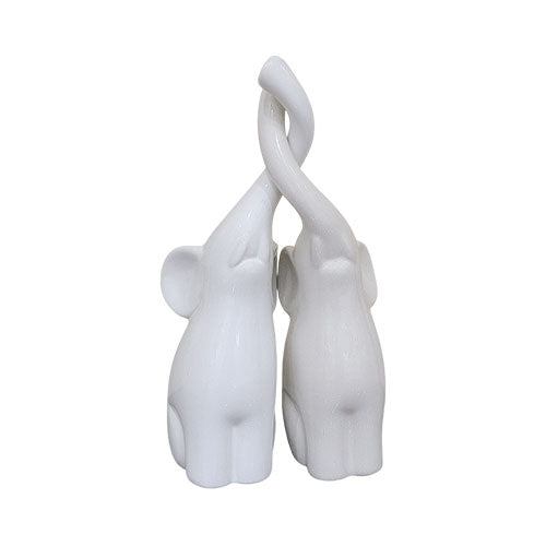 COPPIA ELEFANTI 26 CM BIANCO ST113521 SIRO TIME